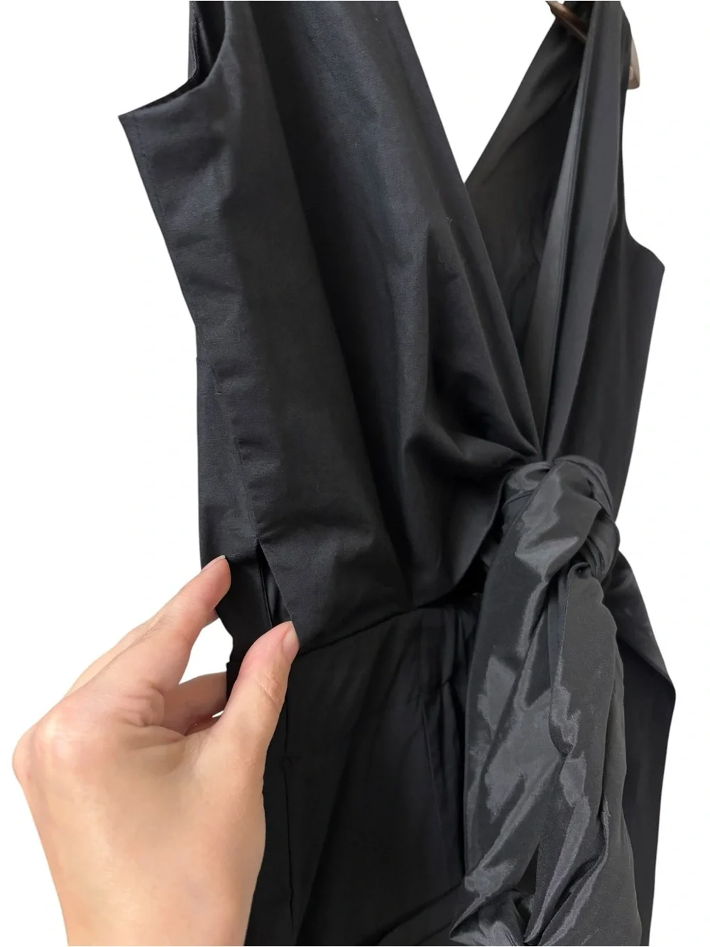 J.Crew black crop wide leg wrap tie stretch poplin tailored v neck jumpsuit 00